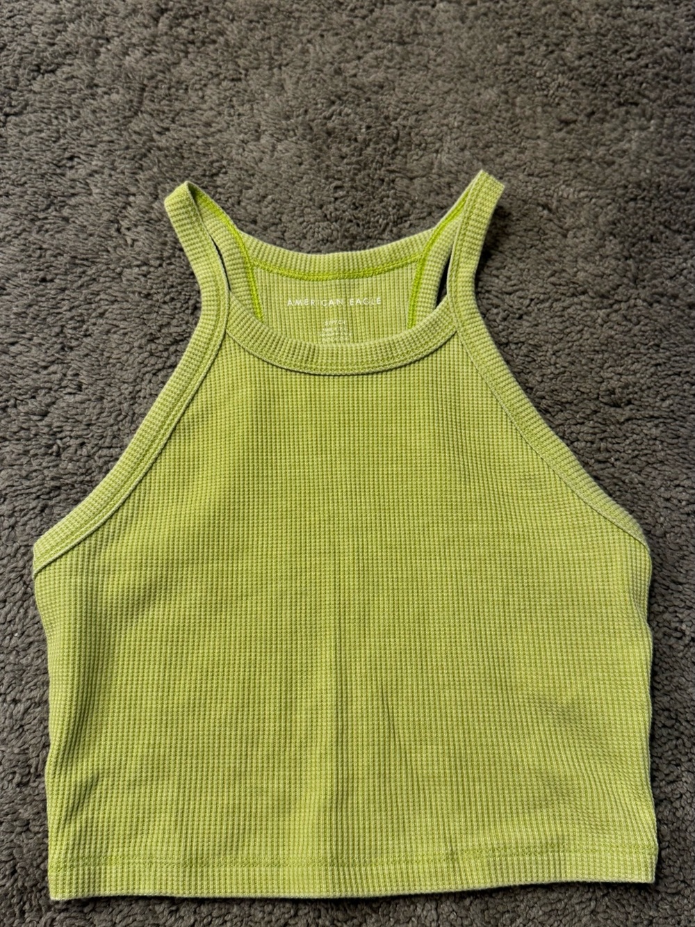 American Eagle Outfitters Neon Lime Ribbed Cropped Tank
